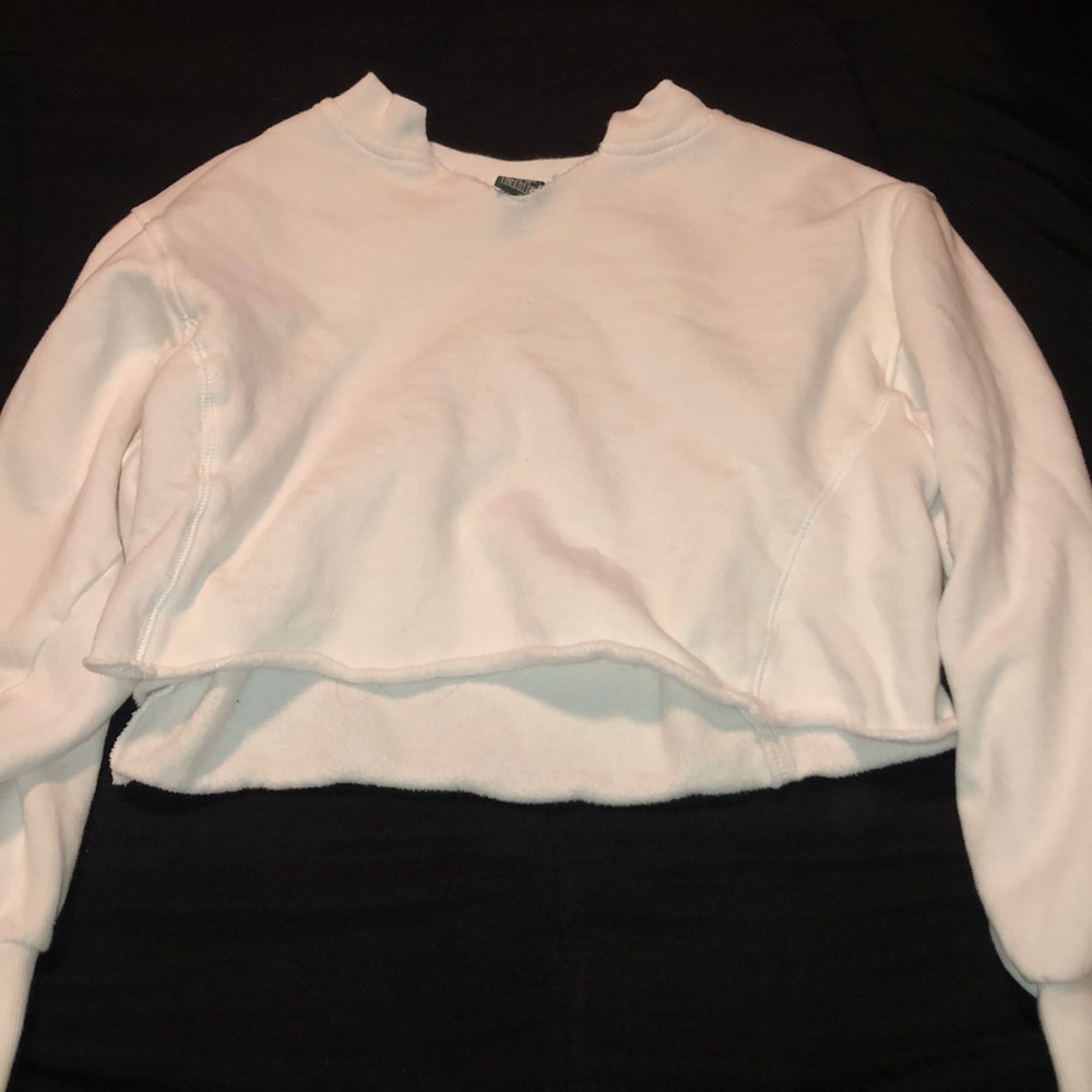 white cropped sweatshirt
